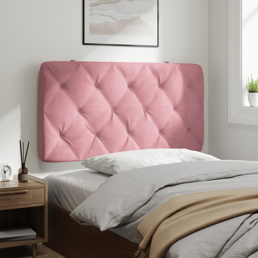 Hoofdbordkussen 100 cm fluweel roze