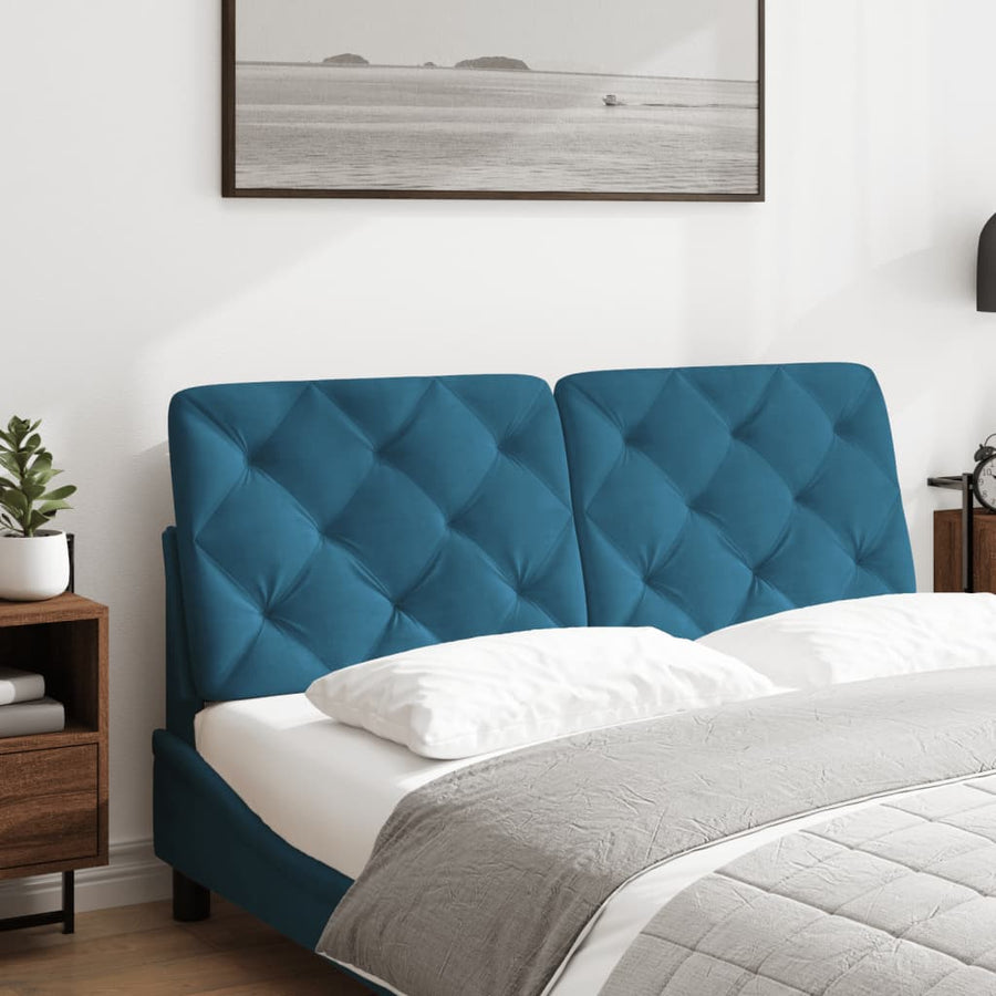 Hoofdbordkussen 120 cm fluweel blauw