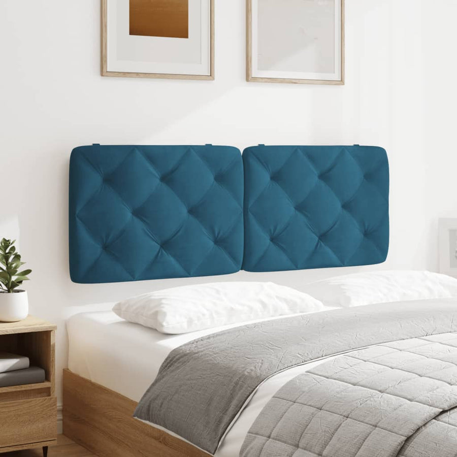 Hoofdbordkussen 120 cm fluweel blauw