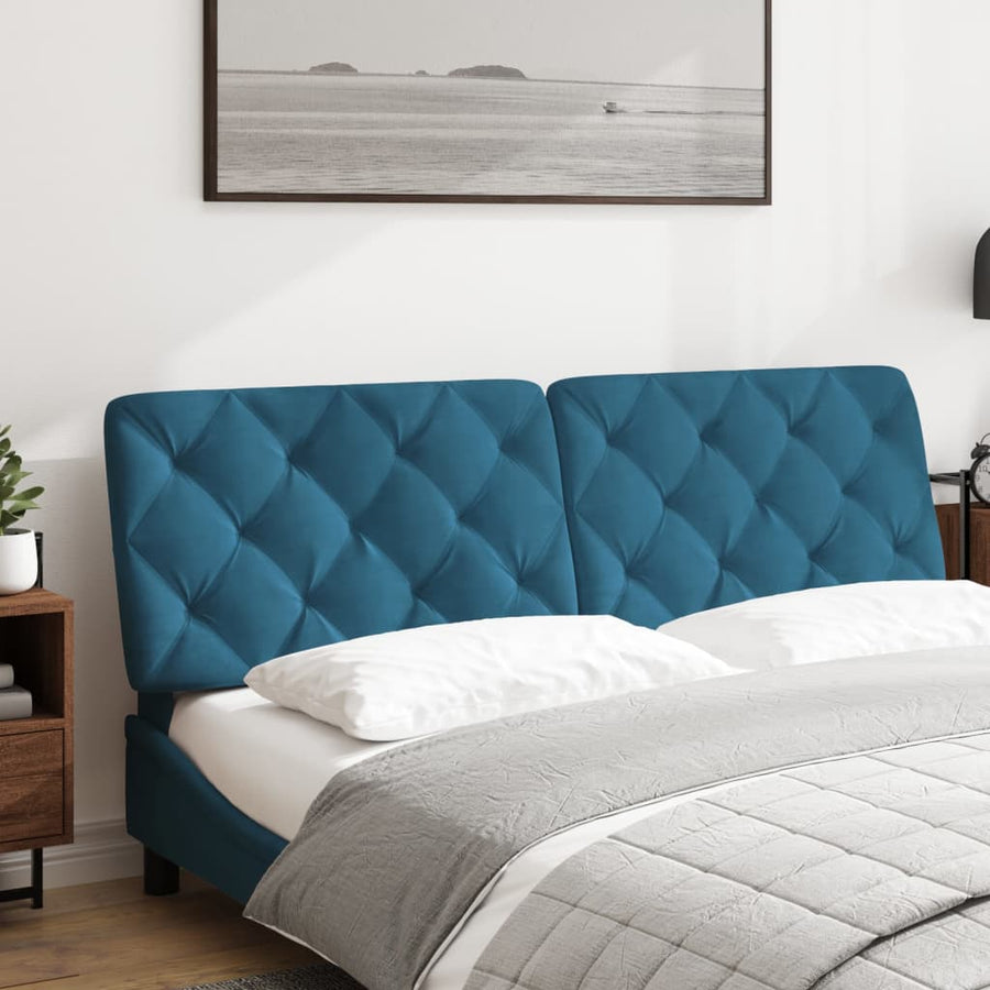 Hoofdbordkussen 160 cm fluweel blauw
