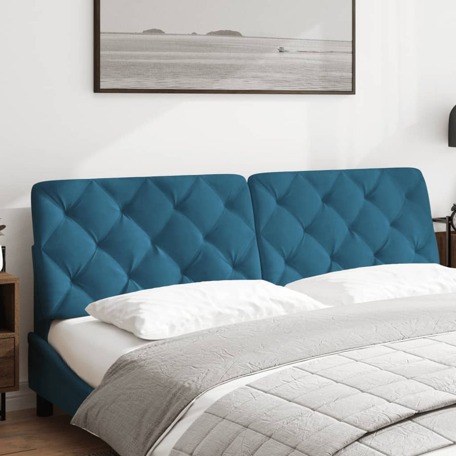 Hoofdbordkussen 180 cm fluweel blauw