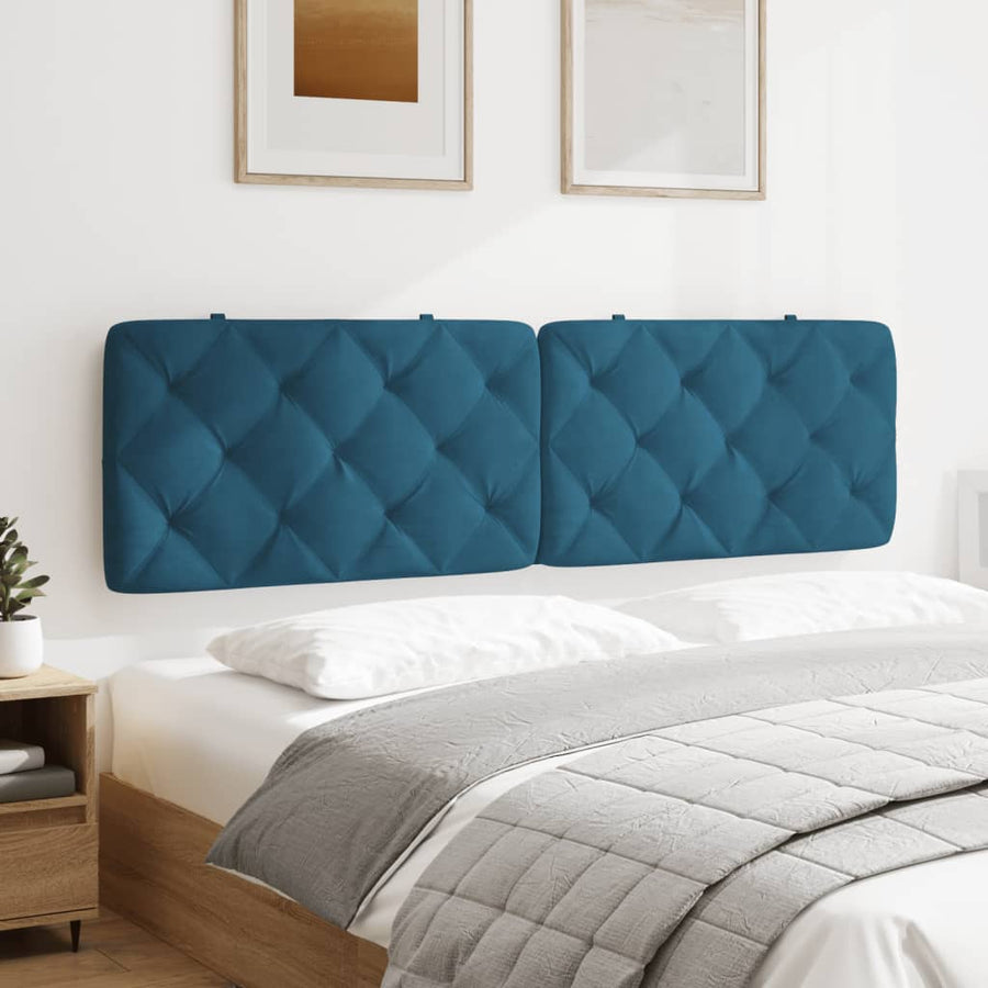 Hoofdbordkussen 180 cm fluweel blauw