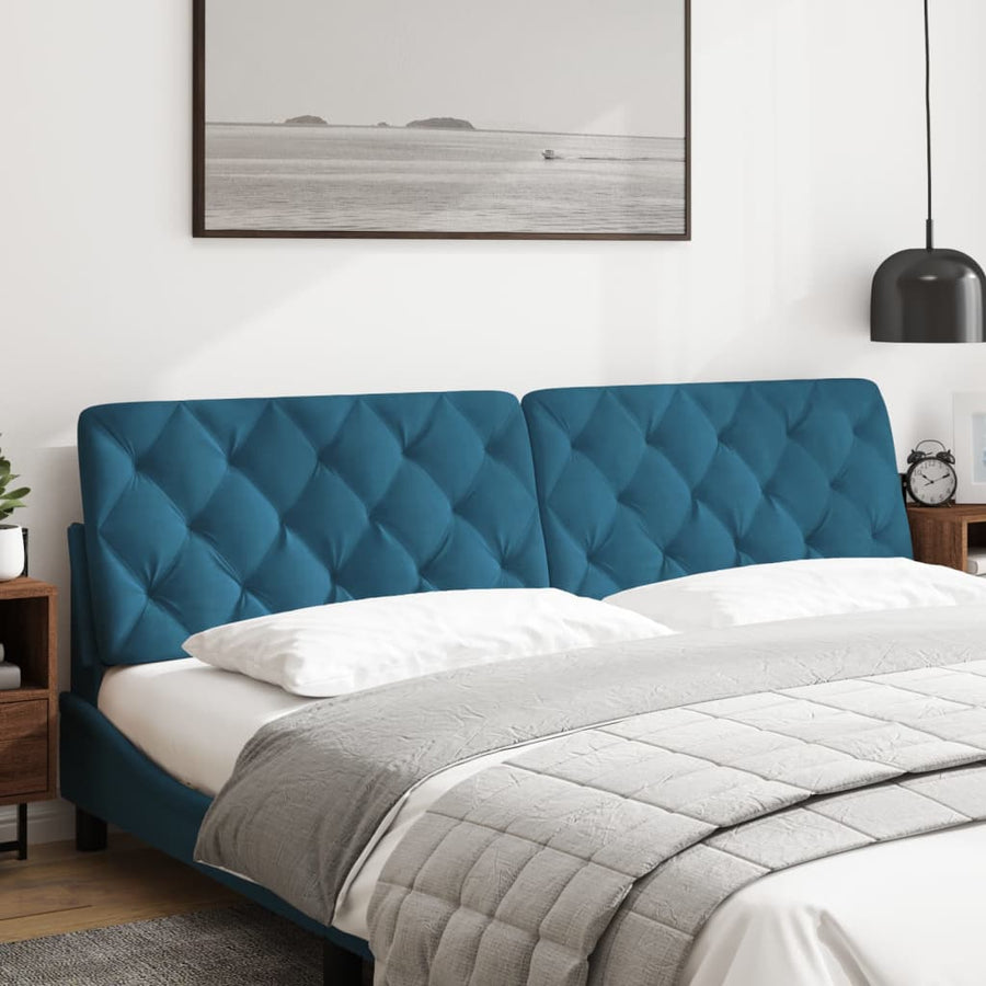Hoofdbordkussen 200 cm fluweel blauw