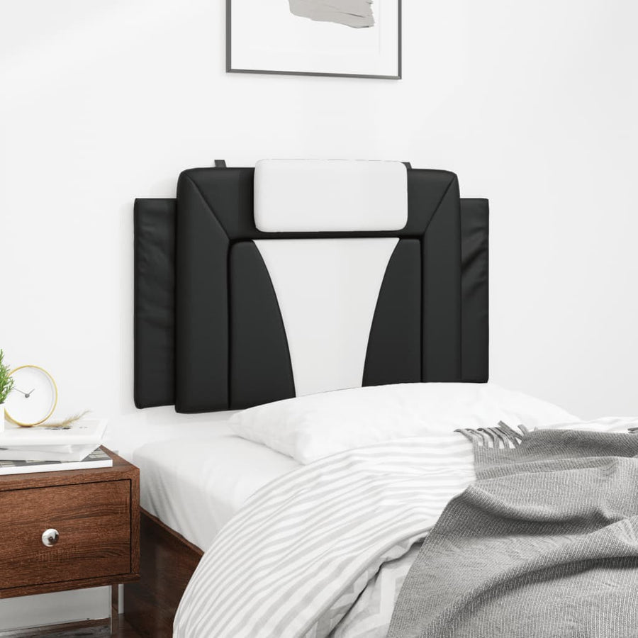 Hoofdbordkussen Kunstleer Zwart en wit 80 cm