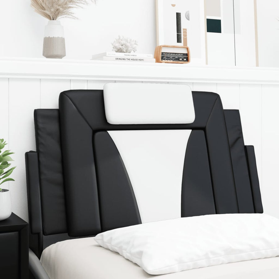 Hoofdbordkussen Kunstleer Zwart en wit 80 cm