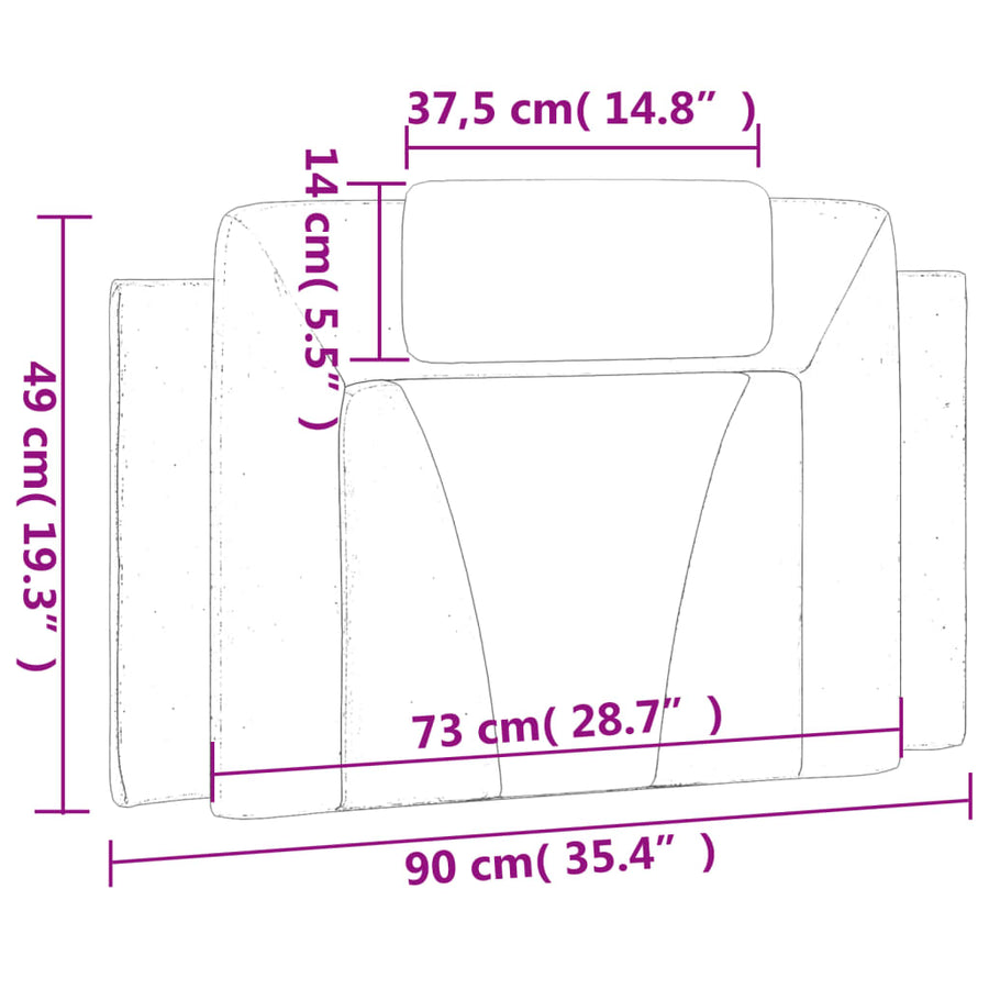 Hoofdbordkussen Kunstleer Bruin 90 cm