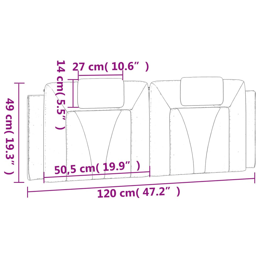 Hoofdbordkussen Kunstleer Kleurig Cappuccino 120 cm