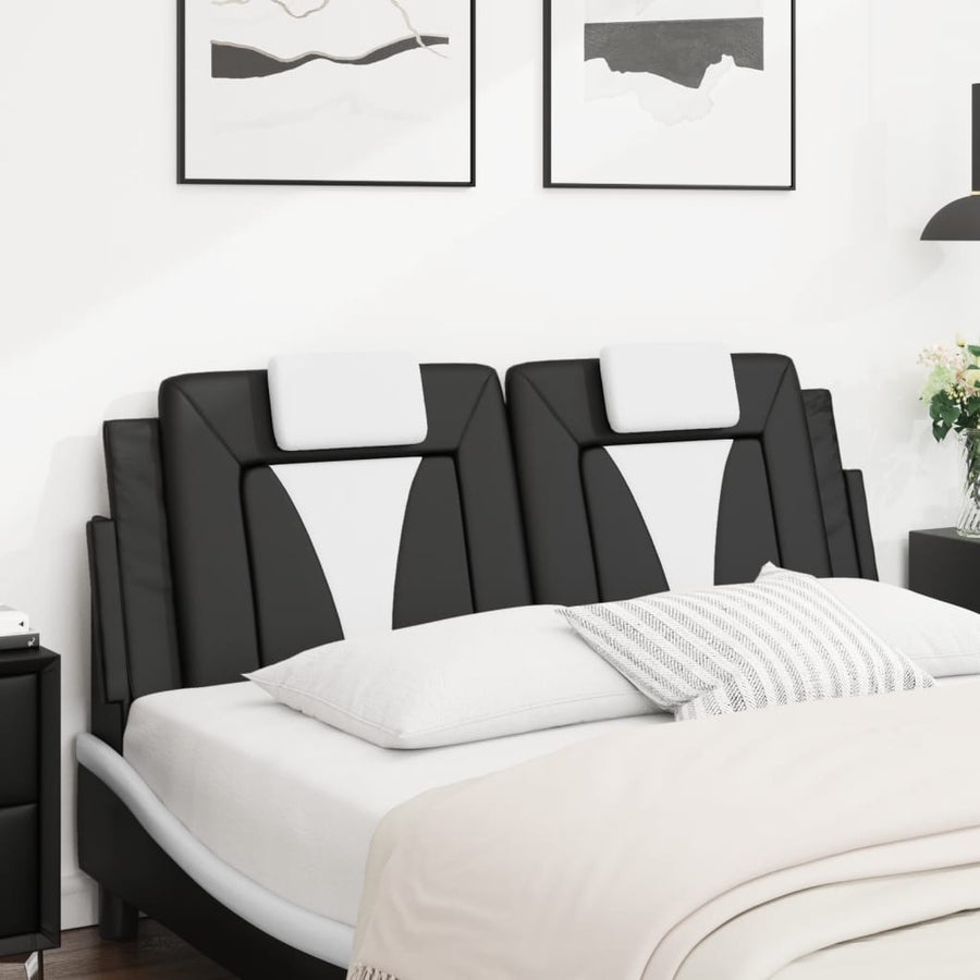 Hoofdbordkussen Kunstleer Zwart en wit 120 cm