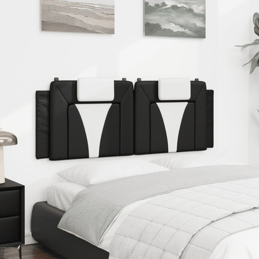 Hoofdbordkussen Kunstleer Zwart en wit 120 cm