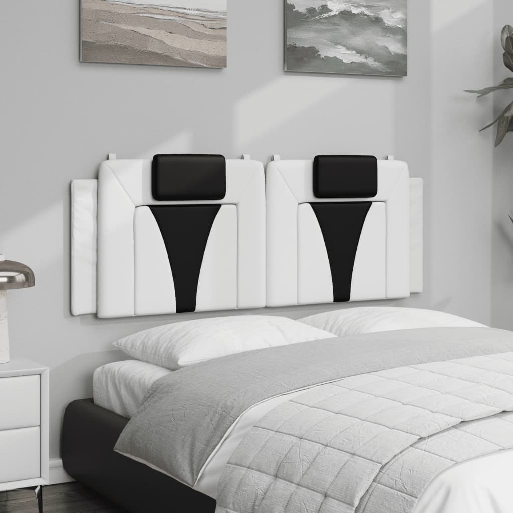Hoofdbordkussen Kunstleer Wit en zwart 120 cm