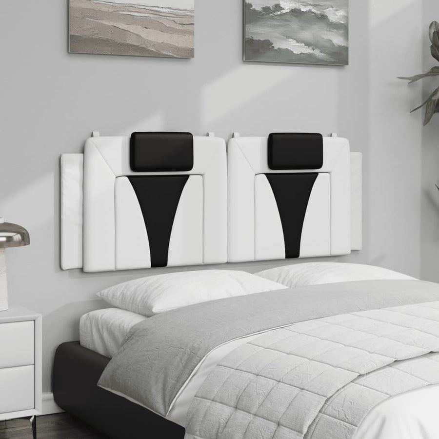 Hoofdbordkussen Kunstleer Wit en zwart 120 cm
