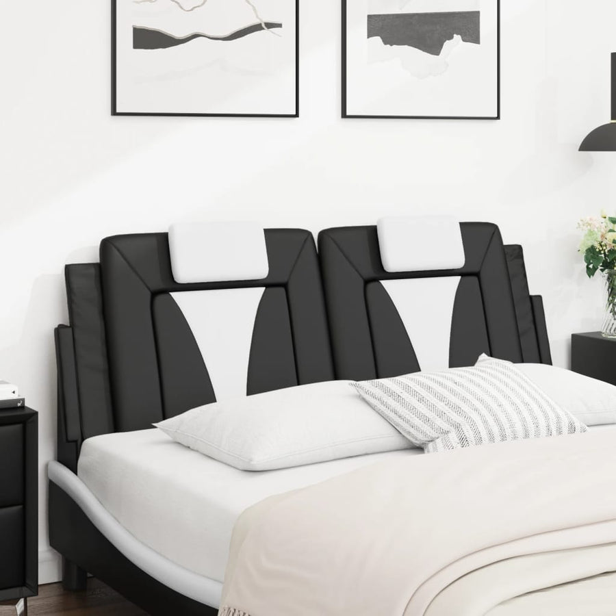 Hoofdbordkussen "Viana" 137 cm kunstleer zwart en wit