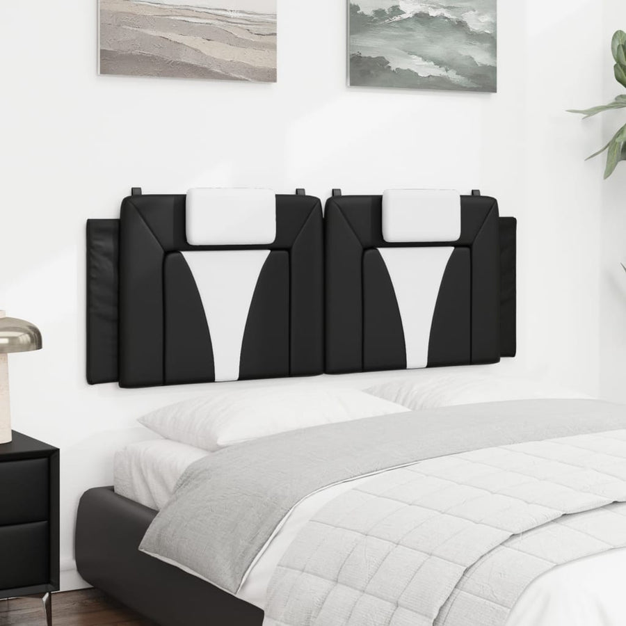 Hoofdbordkussen "Viana" 137 cm kunstleer zwart en wit