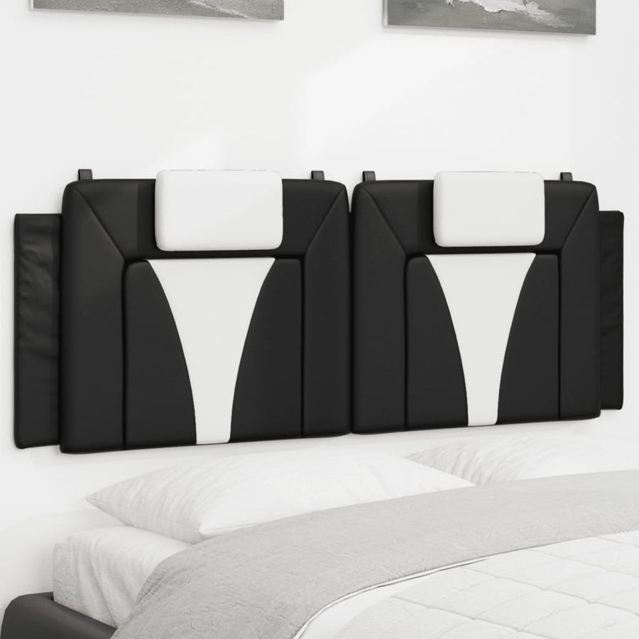 Hoofdbordkussen "Viana" 137 cm kunstleer zwart en wit