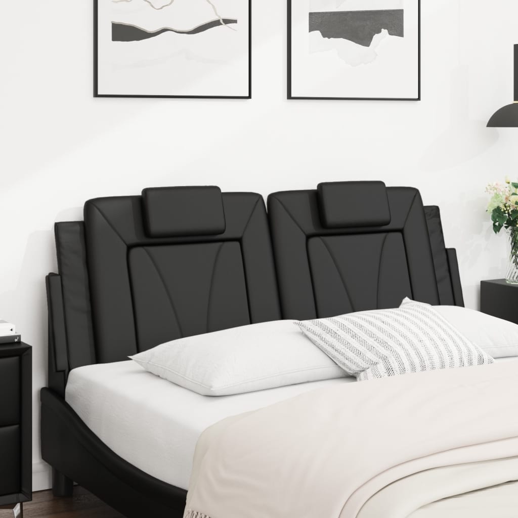 Hoofdbordkussen 140 cm kunstleer zwart