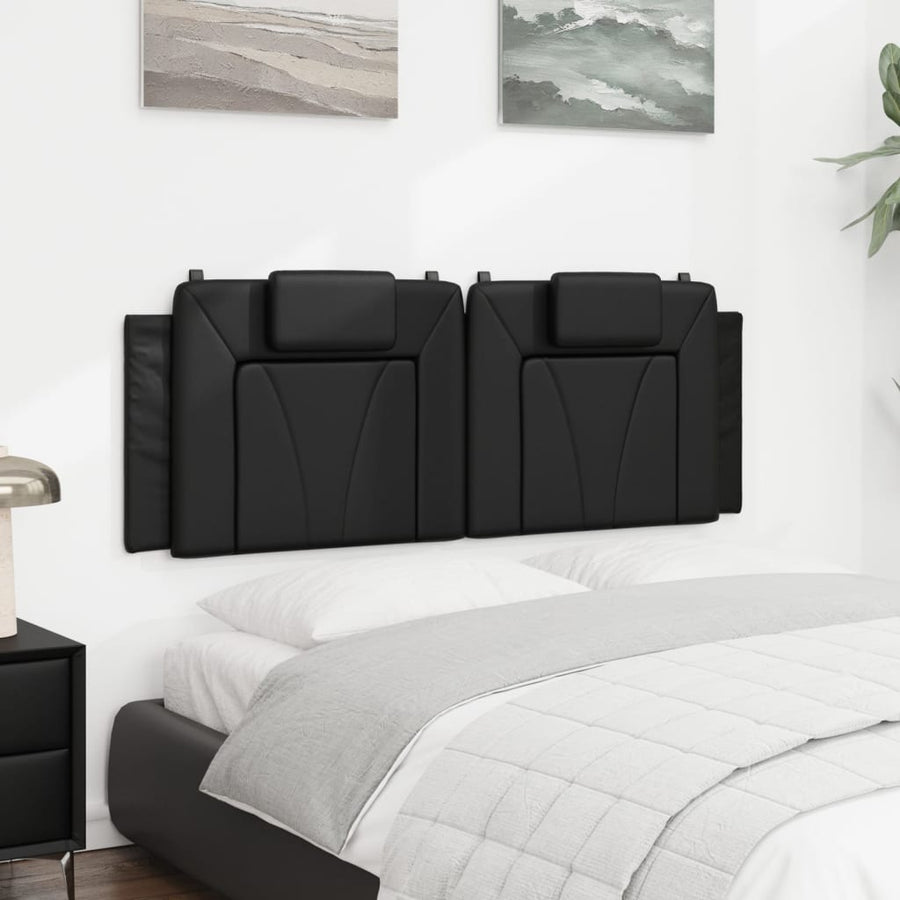 Hoofdbordkussen 140 cm kunstleer zwart