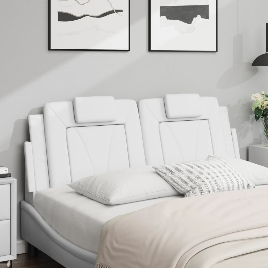 Hoofdbordkussen 140 cm kunstleer wit