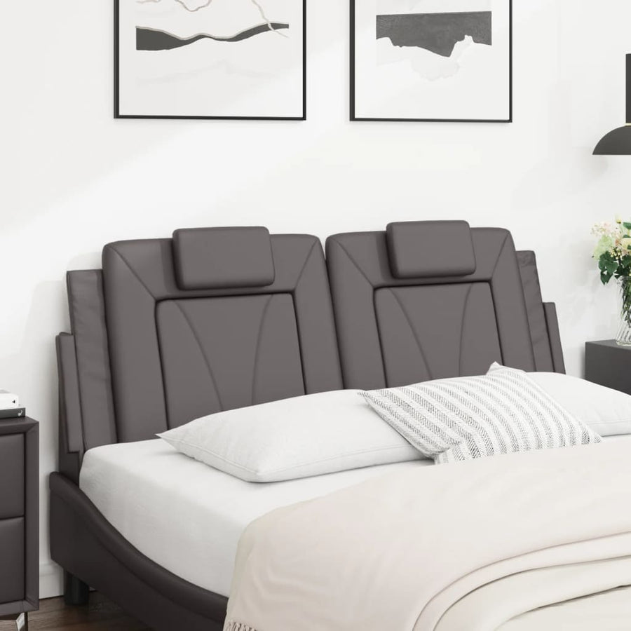 Hoofdbordkussen 140 cm kunstleer grijs