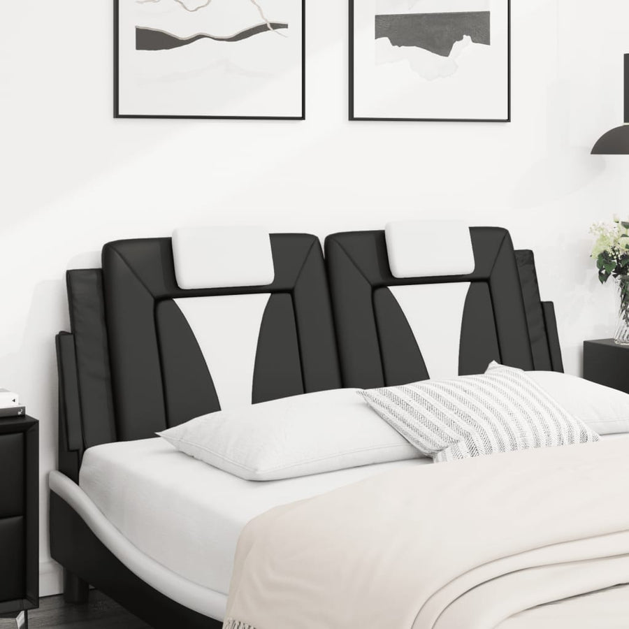 Hoofdbordkussen 140 cm kunstleer zwart en wit