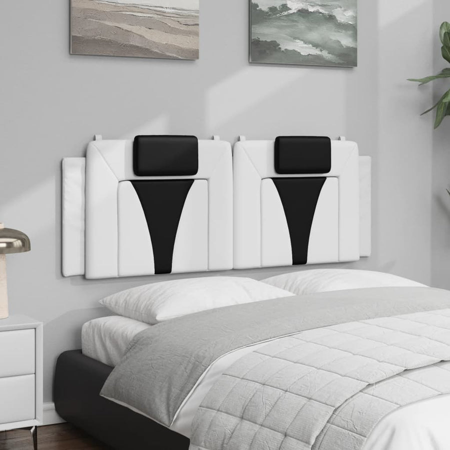 Hoofdbordkussen 140 cm kunstleer wit en zwart