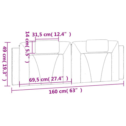 Hoofdbordkussen 160 cm kunstleer grijs