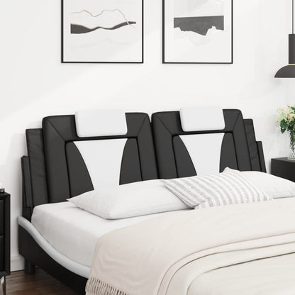 Hoofdbordkussen 160 cm kunstleer zwart en wit