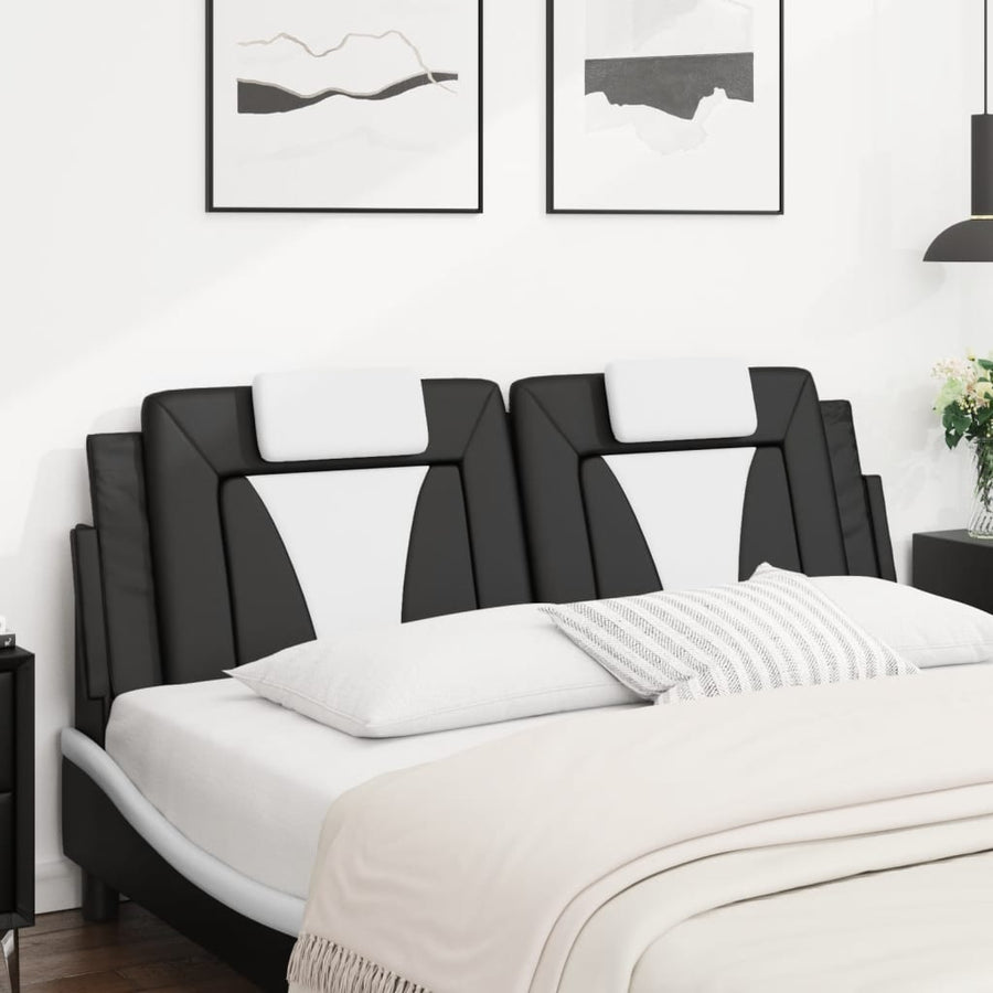 Hoofdbordkussen 160 cm kunstleer zwart en wit