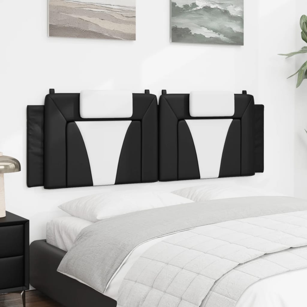 Hoofdbordkussen 160 cm kunstleer zwart en wit