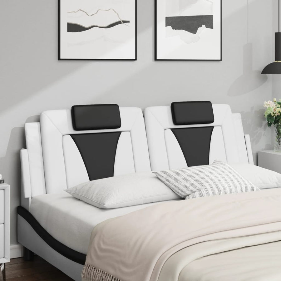 Hoofdbordkussen 160 cm kunstleer wit en zwart