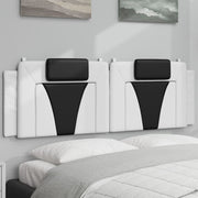 Hoofdbordkussen 160 cm kunstleer wit zwart