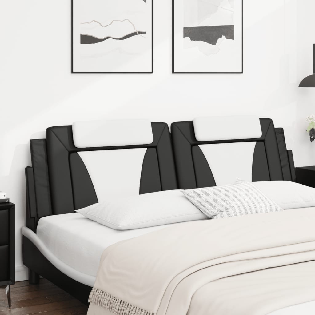 Hoofdbordkussen 180 cm kunstleer zwart en wit