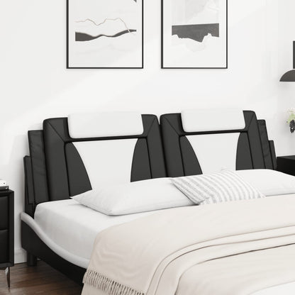 Hoofdbordkussen 180 cm kunstleer zwart en wit