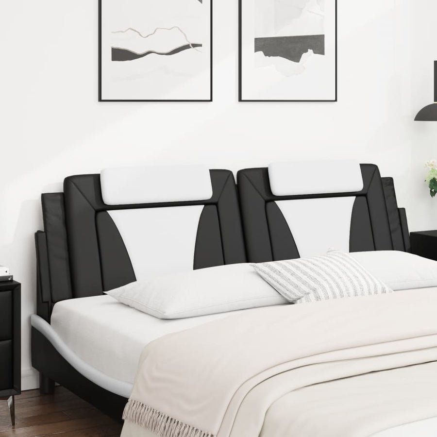 Hoofdbordkussen "Viana" 183 cm kunstleer zwart en wit