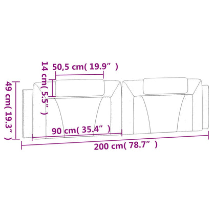 Hoofdbordkussen Kunstleer Zwart 200 cm