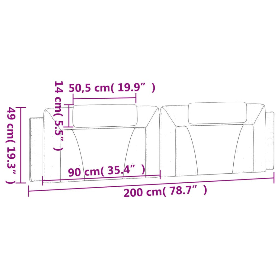 Hoofdbordkussen Kunstleer Zwart 200 cm