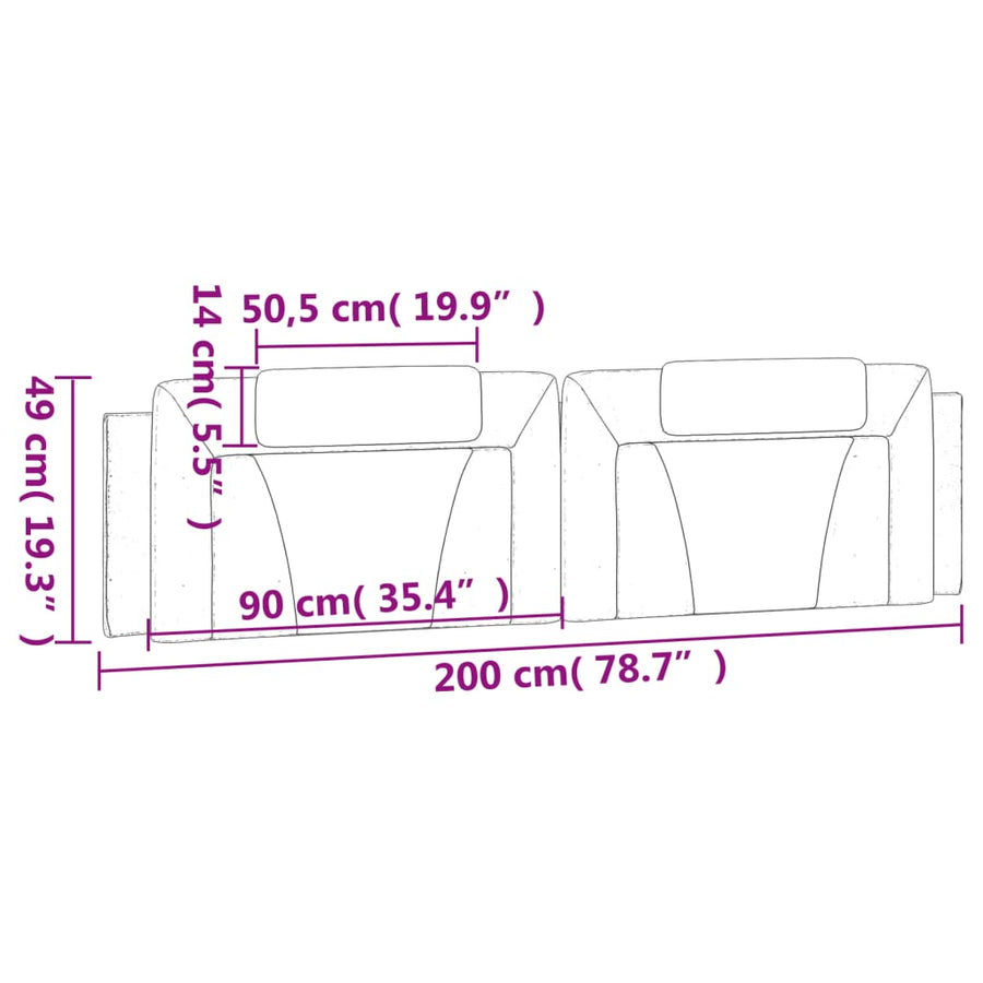 Hoofdbordkussen Kunstleer Wit 200 cm