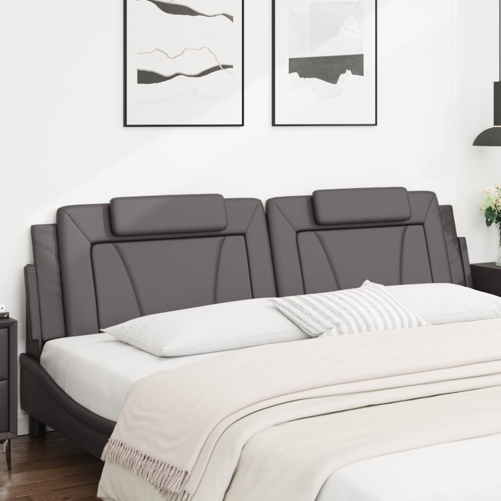 Hoofdbordkussen Kunstleer Grijs 200 cm