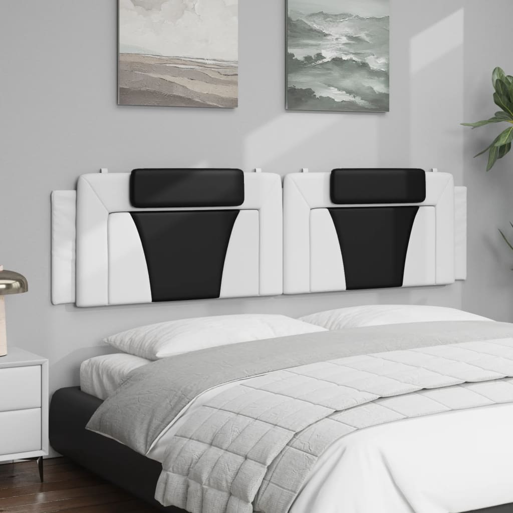 Hoofdbordkussen "Viana" 200 cm kunstleer wit en zwart
