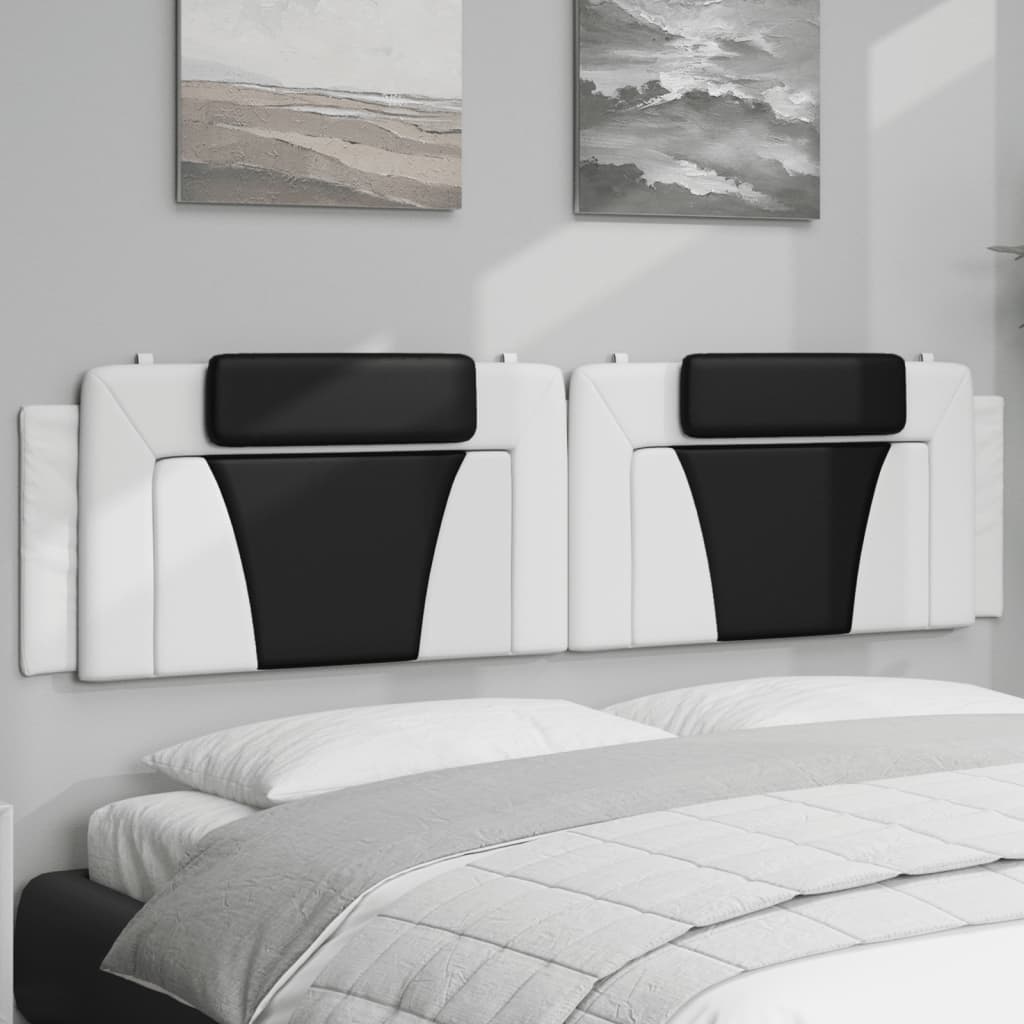 Hoofdbordkussen "Viana" 200 cm kunstleer wit en zwart