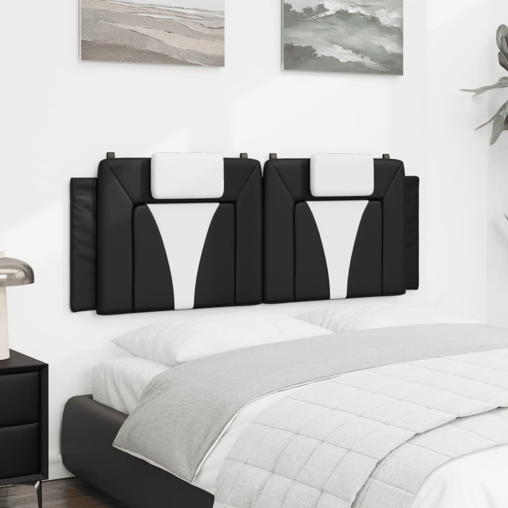 Hoofdbordkussen "Viana" 152 cm kunstleer zwart en wit