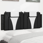 Hoofdbordkussen 152 cm kunstleer zwart wit