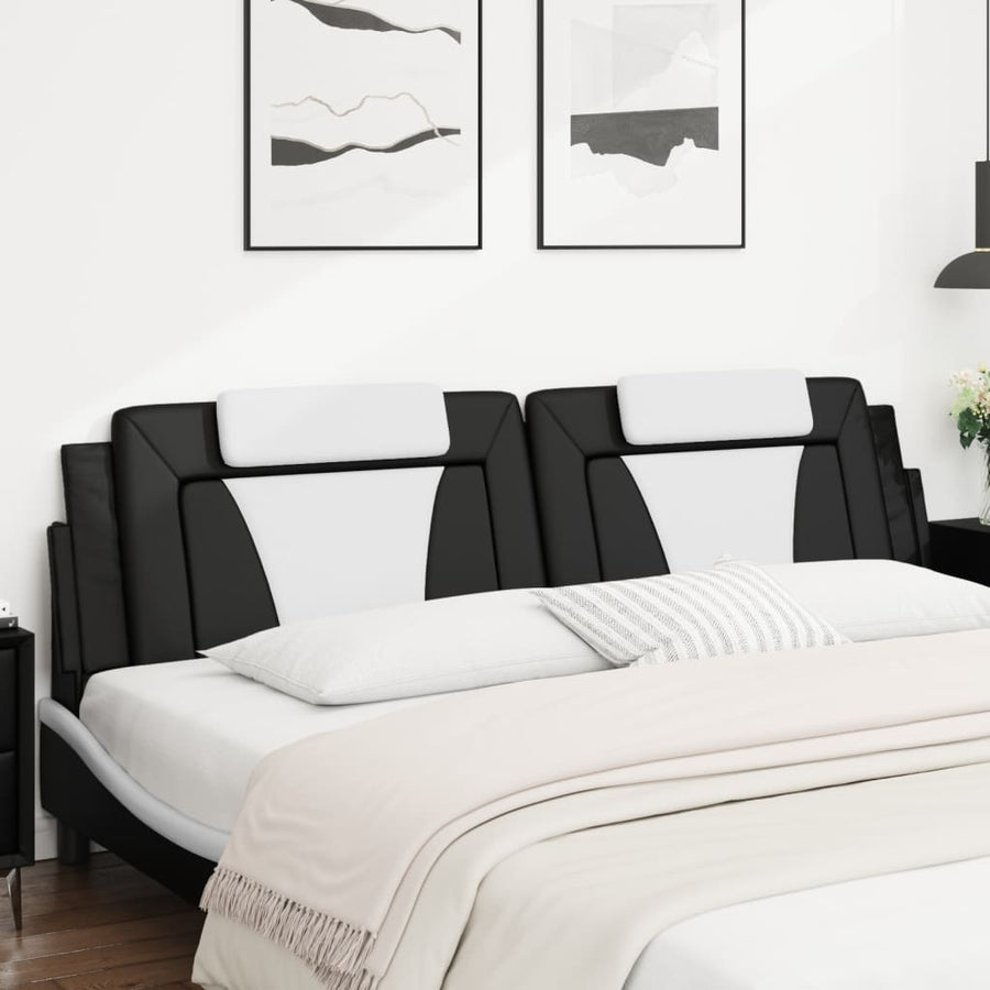 Hoofdbordkussen "Viana" 193 cm kunstleer zwart en wit