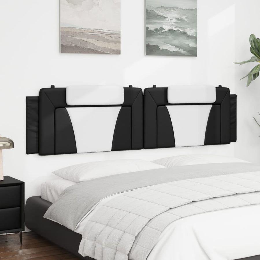 Hoofdbordkussen "Viana" 193 cm kunstleer zwart en wit