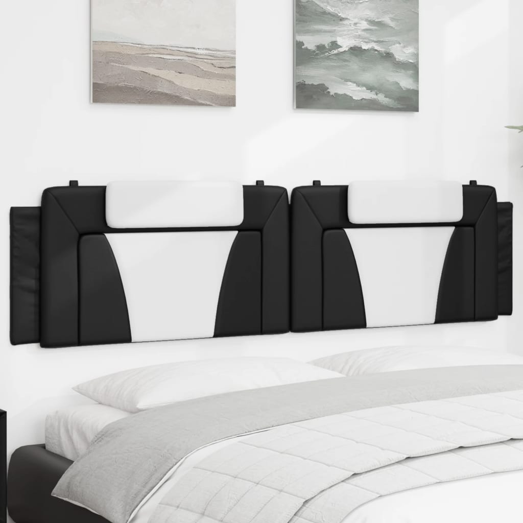 Hoofdbordkussen "Viana" 193 cm kunstleer zwart en wit