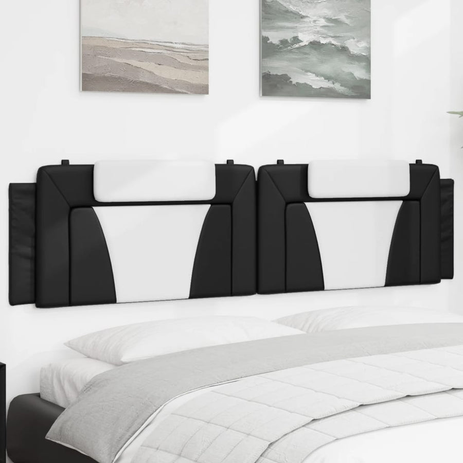 Hoofdbordkussen "Viana" 193 cm kunstleer zwart en wit