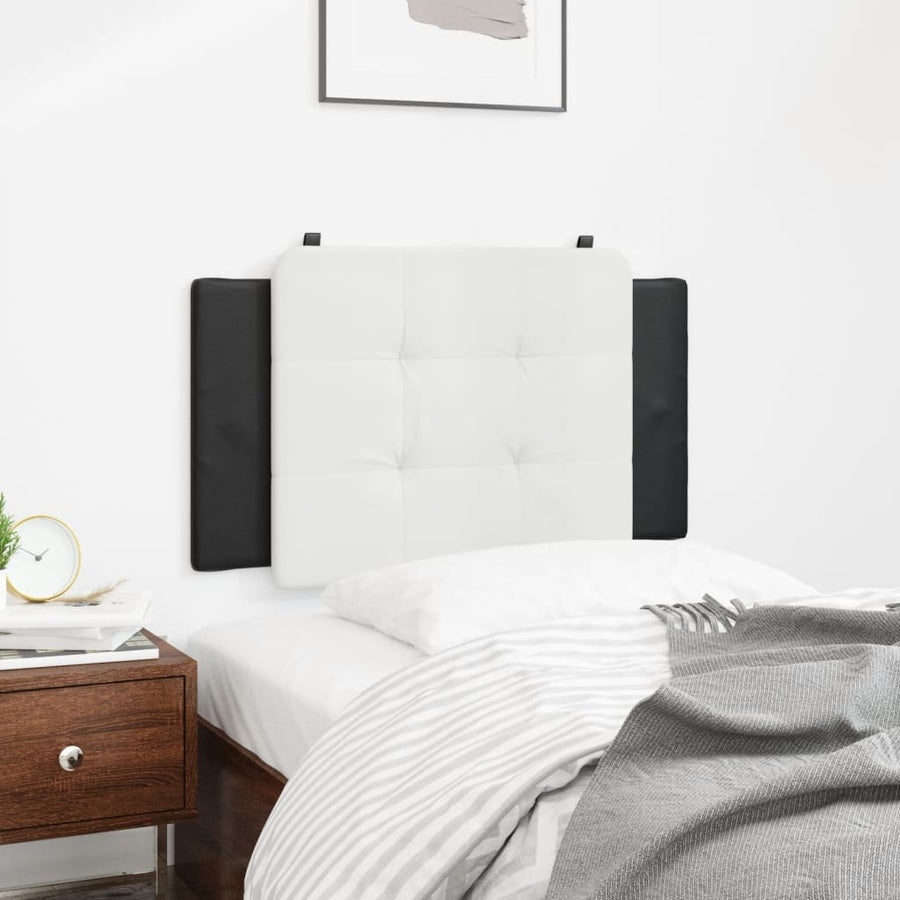 Hoofdbordkussen 80 cm kunstleer wit en zwart