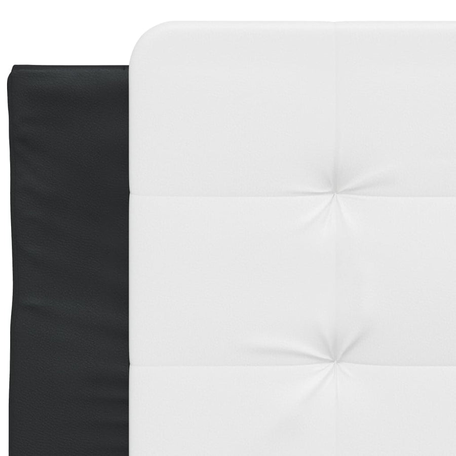 Hoofdbordkussen 80 cm kunstleer wit en zwart
