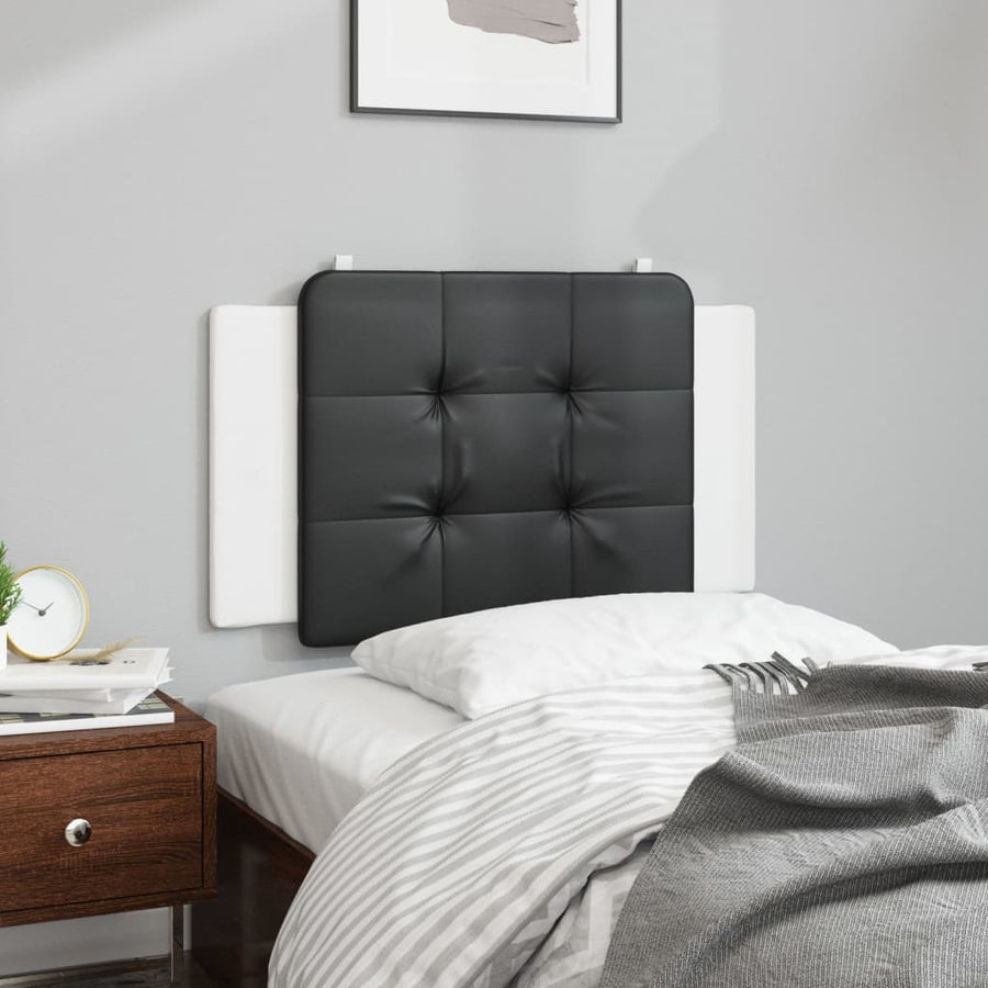 Hoofdbordkussen 80 cm kunstleer zwart en wit