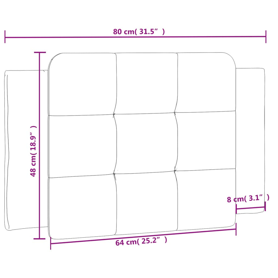 Hoofdbordkussen 80 cm kunstleer zwart en wit