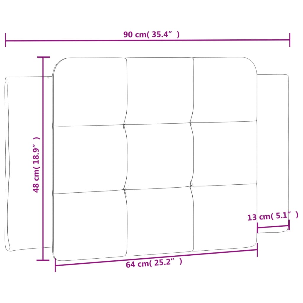Hoofdbordkussen 90 cm kunstleer wit